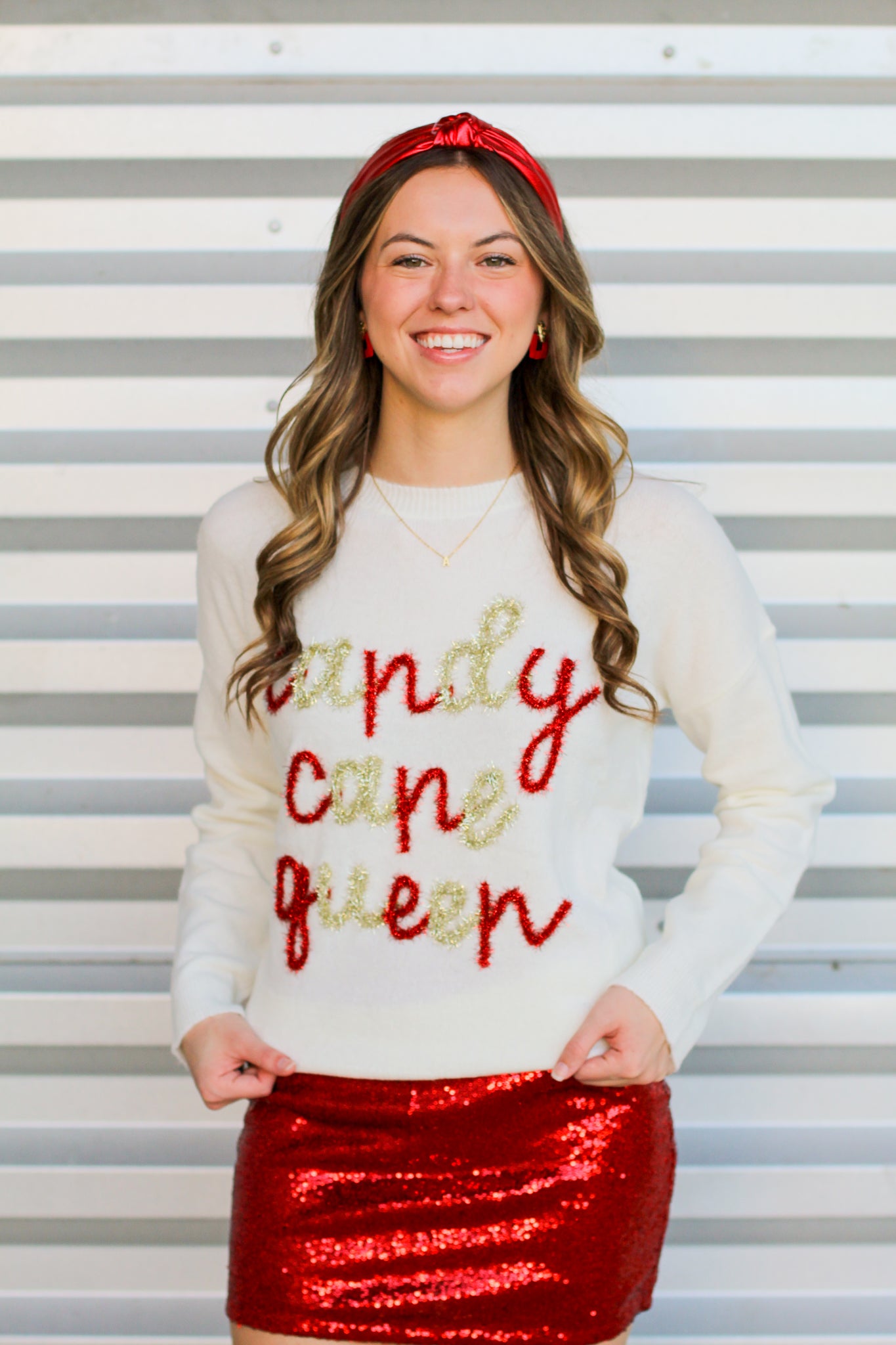 Candy Cane Queen SweaterIvory Cara's Boutique