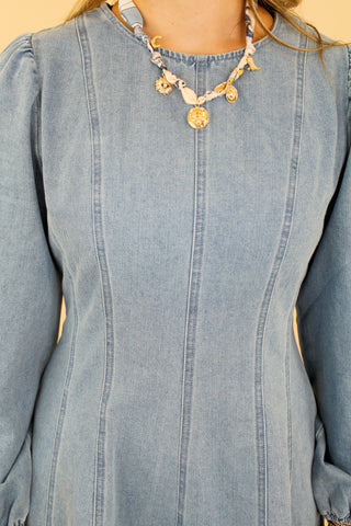 Detailed Denim Stitch Dress