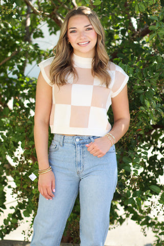 checkered sweater vest