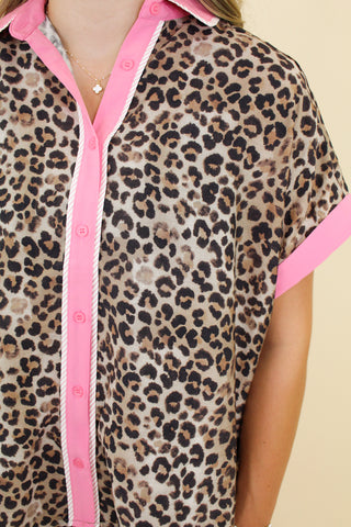 Leopard Color Trim Top