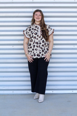 Bold Leopard Ruffle Top