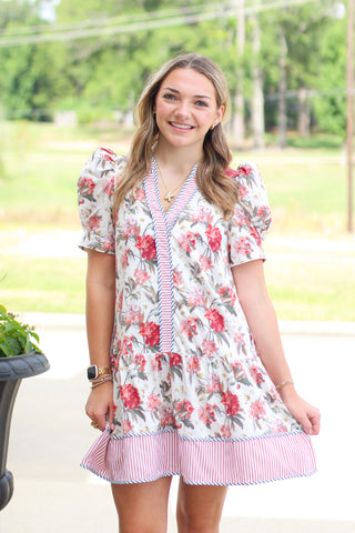 Vintage Florals & Stripes Dress