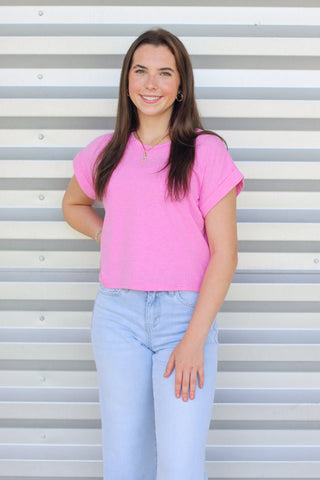 Basic Cuff Sleeve Crop Top