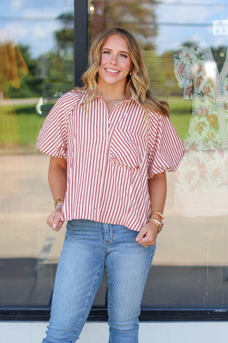 The Stripes Button Top