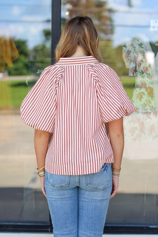 The Stripes Button Top