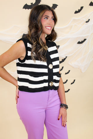 Embellished Stripe Sweater Vest
