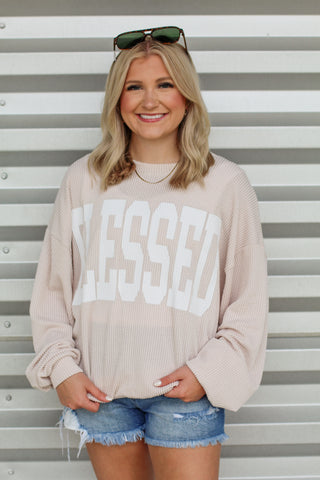 Blessed Ribbed Long Sleeve Top