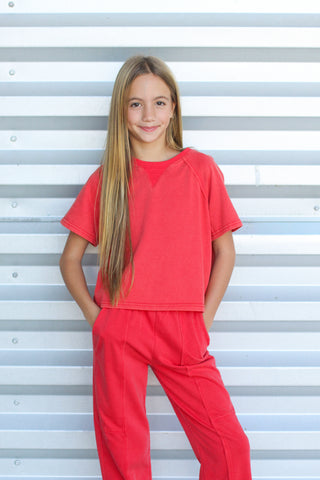 soft red tween top