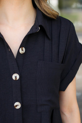 Pleated Shift Dress