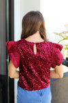 All of the Sparkle Top-Maroon