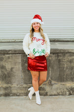 Merry & Bright Tinsel Top-White