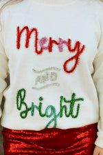 Merry & Bright Tinsel Top-White