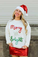 Merry & Bright Tinsel Top-White