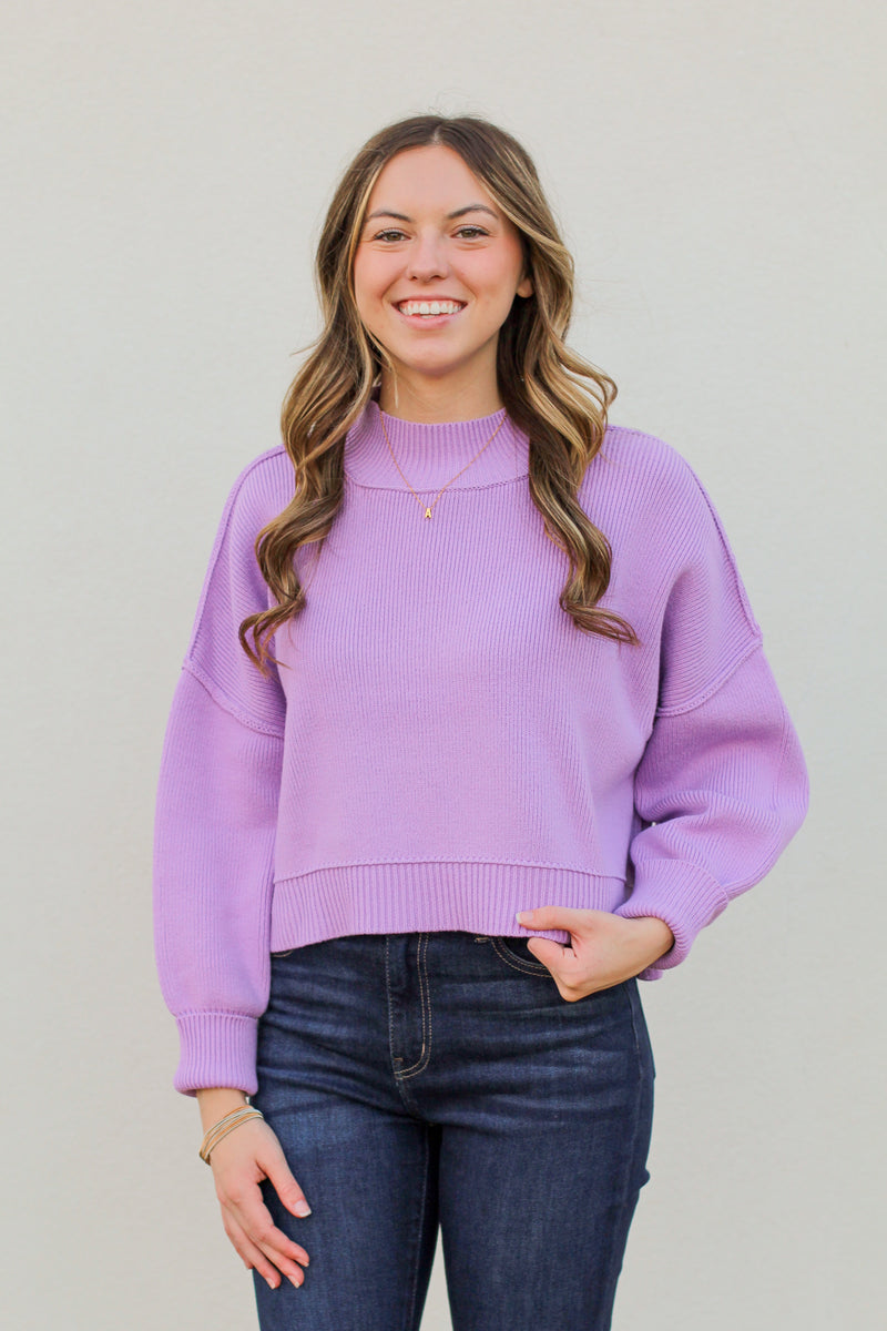 The Perfect Fall Sweater-Pastel Purple