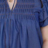 Pleated Denim Top