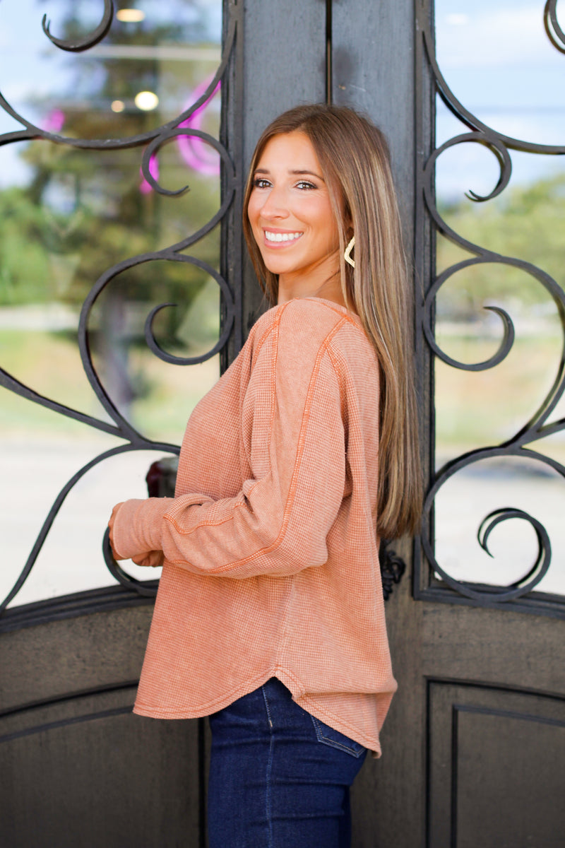 Different Textures Top-Terracotta
