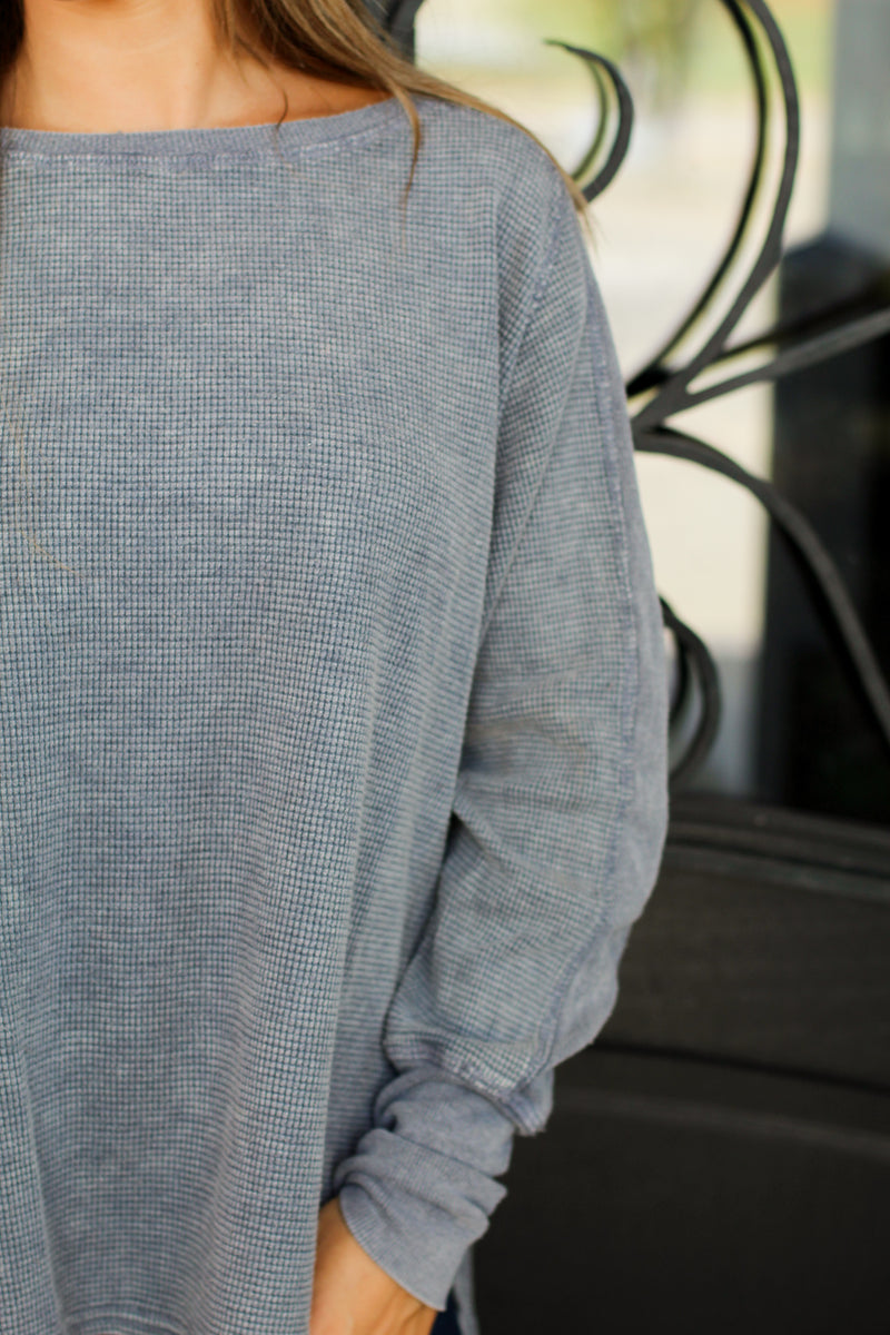 Different Textures Top-Grey