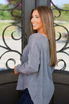 Different Textures Top-Grey