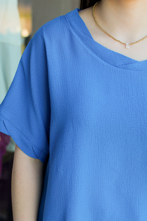 Busy Business Girl Top-Bright Blue
