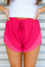 Side Split Running Shorts-Hot Pink