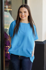 Busy Business Girl Top-Sky Blue