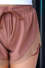 Side Split Running Shorts-Brown