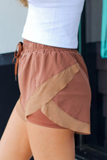 Side Split Running Shorts-Brown