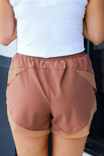 Side Split Running Shorts-Brown