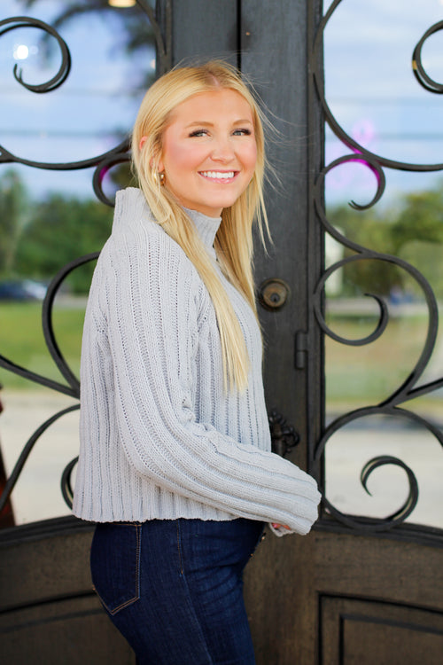 Cheyenne Chenille Sweater-Light Grey