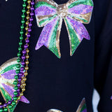Sequin Mardi Gras Bow Top