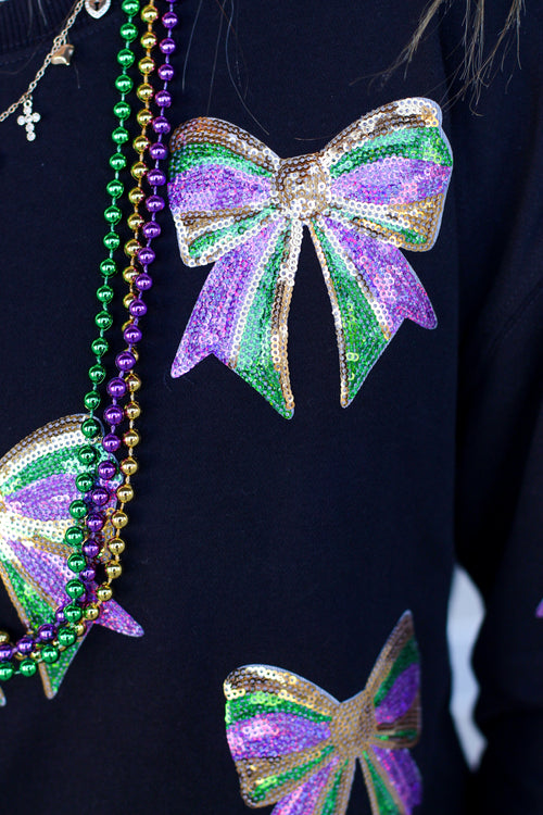 Sequin Mardi Gras Bow Top