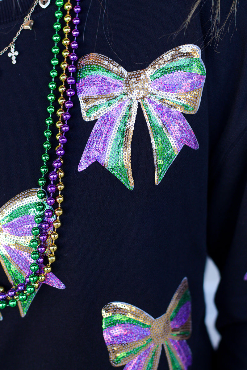 Sequin Mardi Gras Bow Top