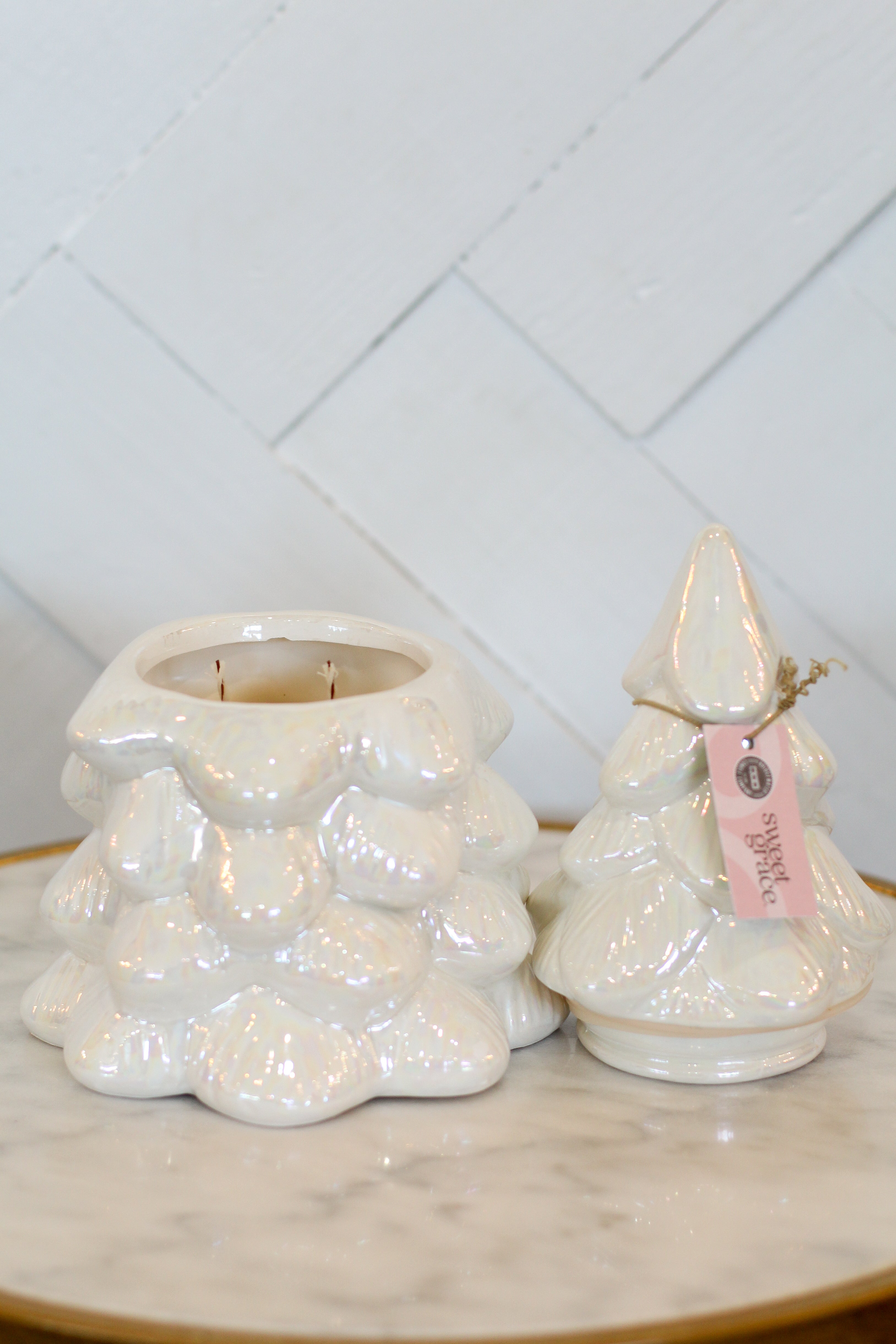 Sweet Grace Iridescent Christmas Tree Candle