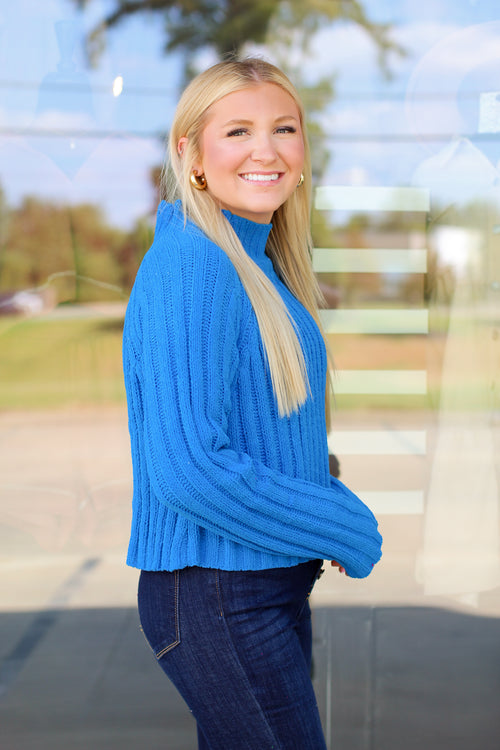 Cheyenne Chenille Sweater-Blue