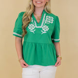 Embroidered Babydoll Top