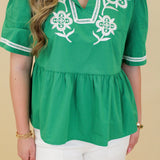 Embroidered Babydoll Top