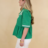 Embroidered Babydoll Top