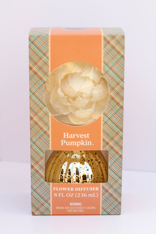 Harvest Pumpkin Flower Diffuser- Gold Mercury Glass