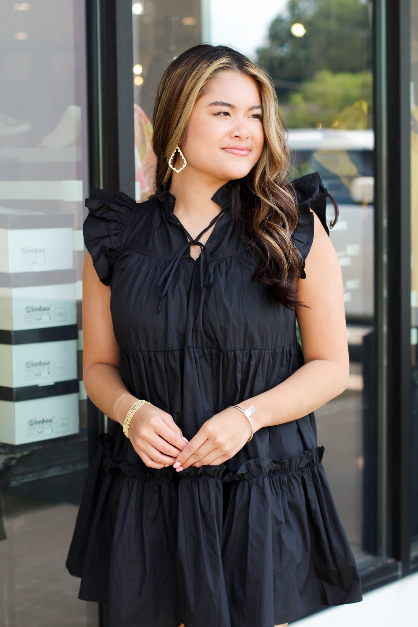 Charlotte Curtsy Dress-Black – Cara's Boutique