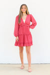 Romantic Ruffle Dress-Rose