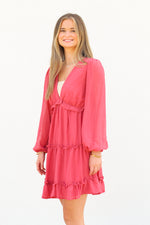 Romantic Ruffle Dress-Rose