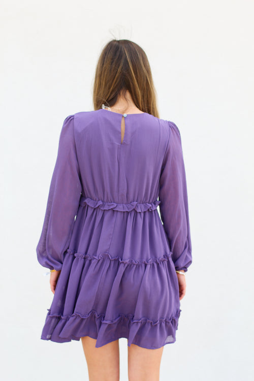 Romantic Ruffle Dress-Purple