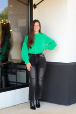 Really Rhinestone Bodysuit-Kelly Green
