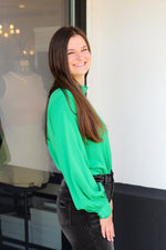 Really Rhinestone Bodysuit-Kelly Green