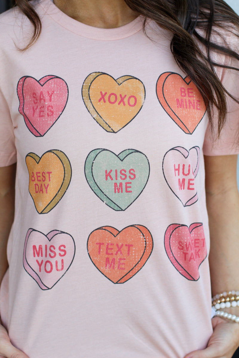 Valentine's Hearts Tee-Peach