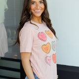 Valentine's Hearts Tee-Peach