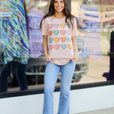 Rainbow Hearts Tee-Peach