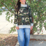 Camo Oversized Mock Neck Top