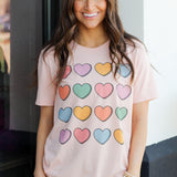 Rainbow Hearts Tee-Peach