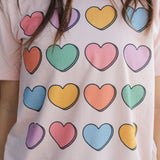 Rainbow Hearts Tee-Peach